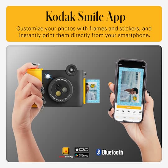KODAK Smile+ Black Wireless Digital Instant Print Camera